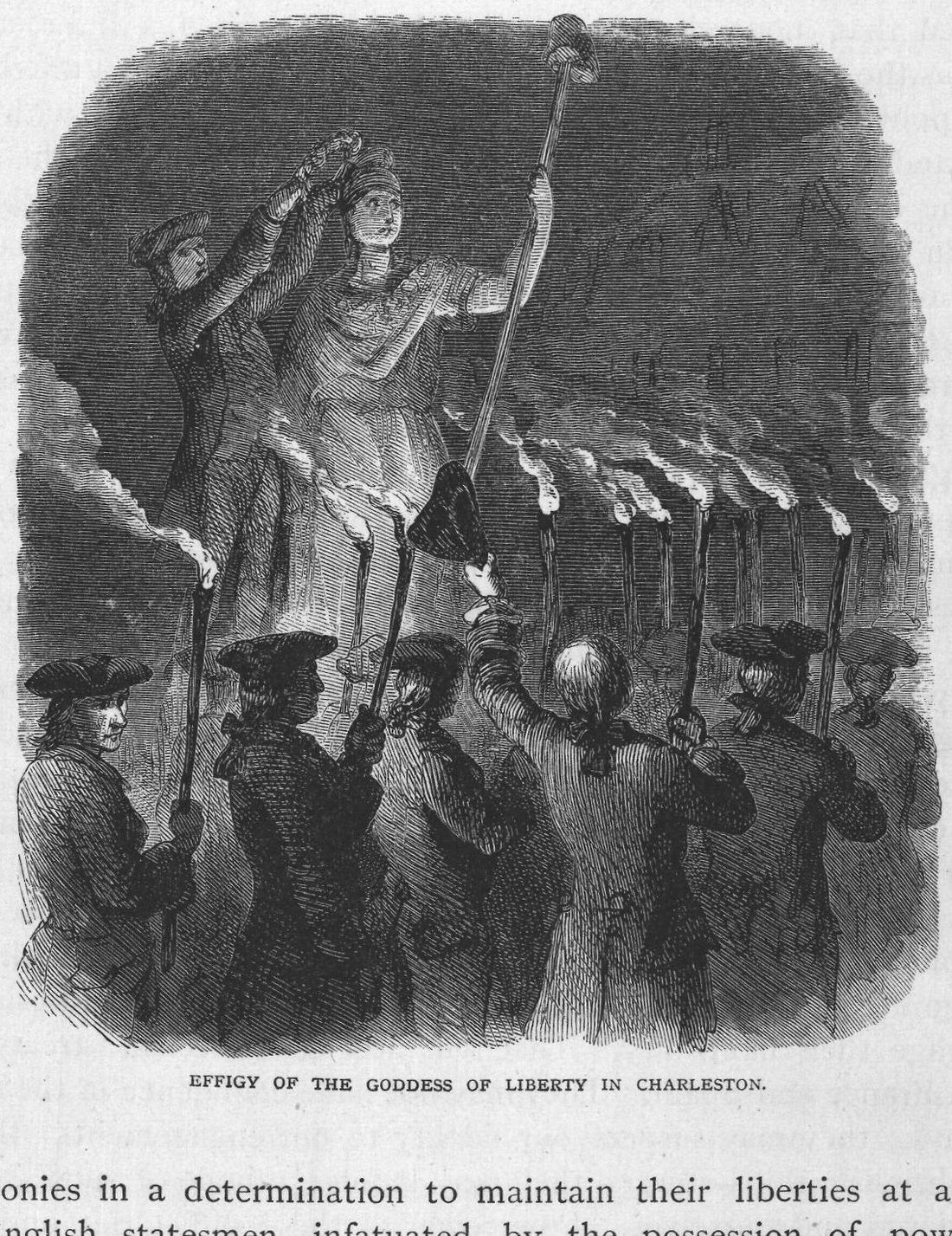 Effigy of the Goddess of Liberty in Charleston.