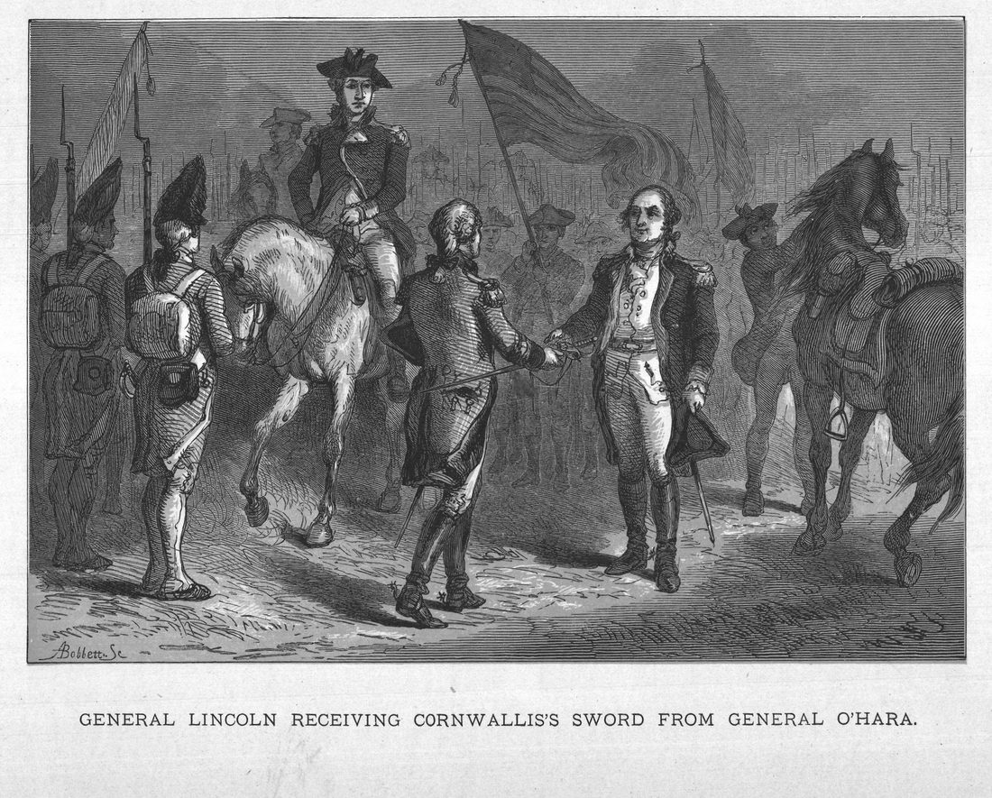 General Lincoln Receiving Cornwallis' Sword from General O'Hara.