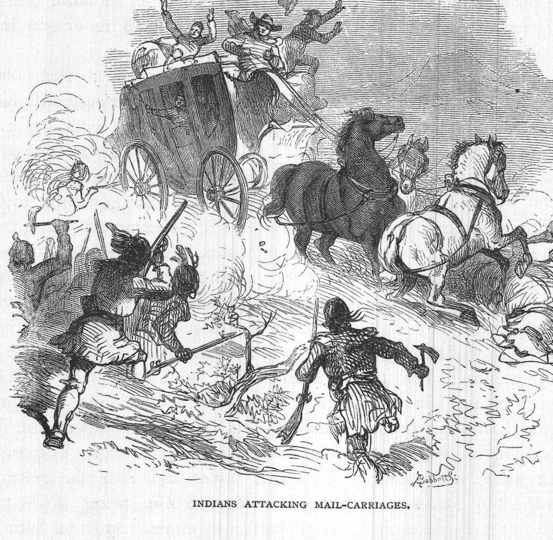 Indians Attacking Mail-Carriages.