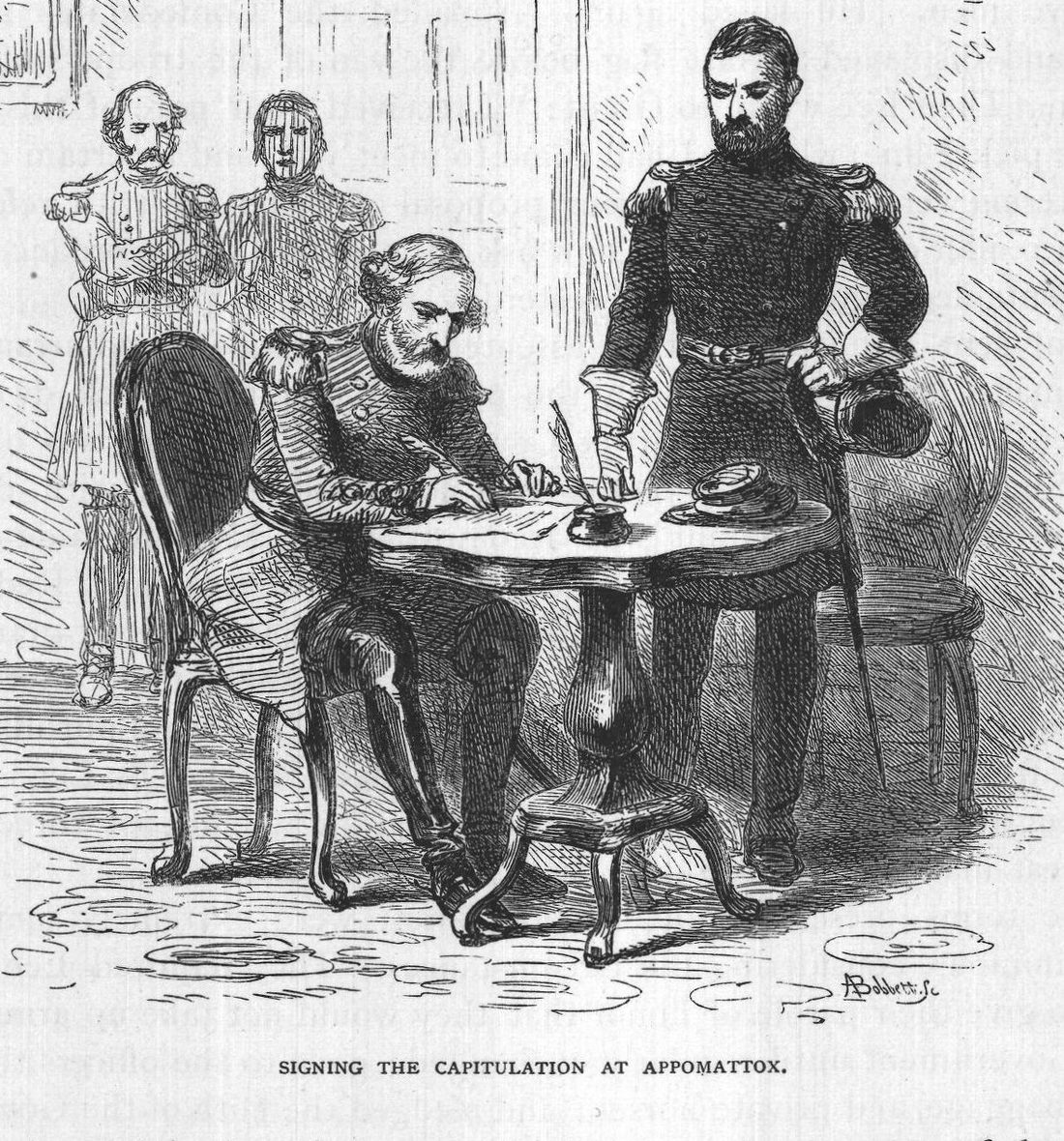 Signing the Capitulation at Appomattox.