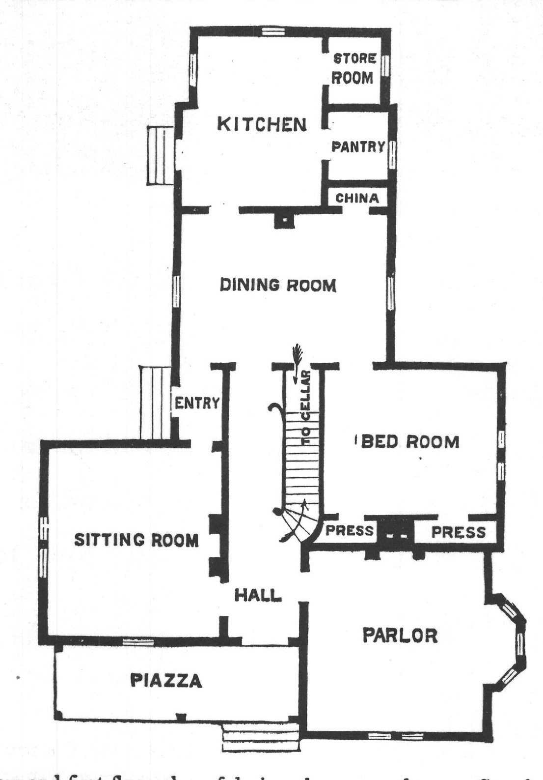 Perspective view and first floor plan of design shown on plate 13, Supplement to "Bick-