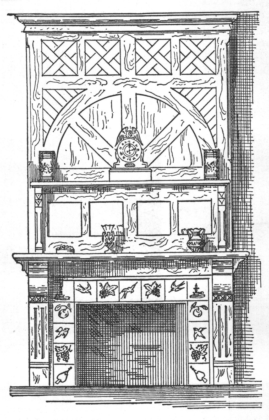 Design for mantel, from page 175, Gardner's "Home Interiors." One 12mo. volume,