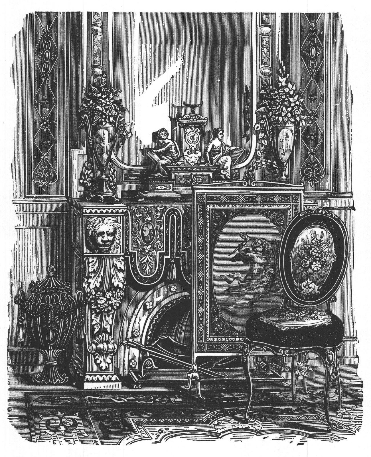 The above superb mantel is made of richly carved marble, but a more simple one may