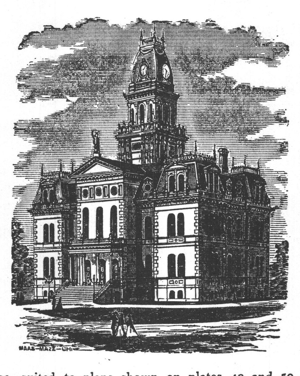 View of Court House, suited to plans shown on plates 49 and 50, Bicknell's "Village