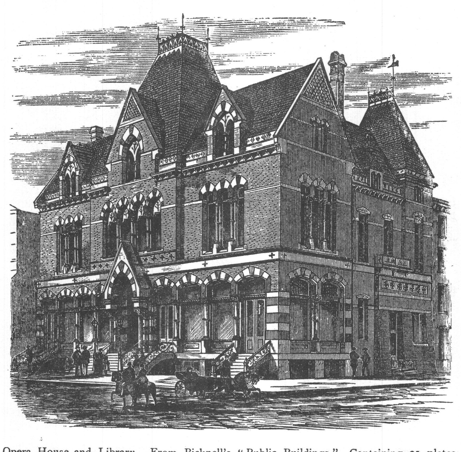 Opera House and Library. From Bicknell's "Public Buildings." Containing 21 plates