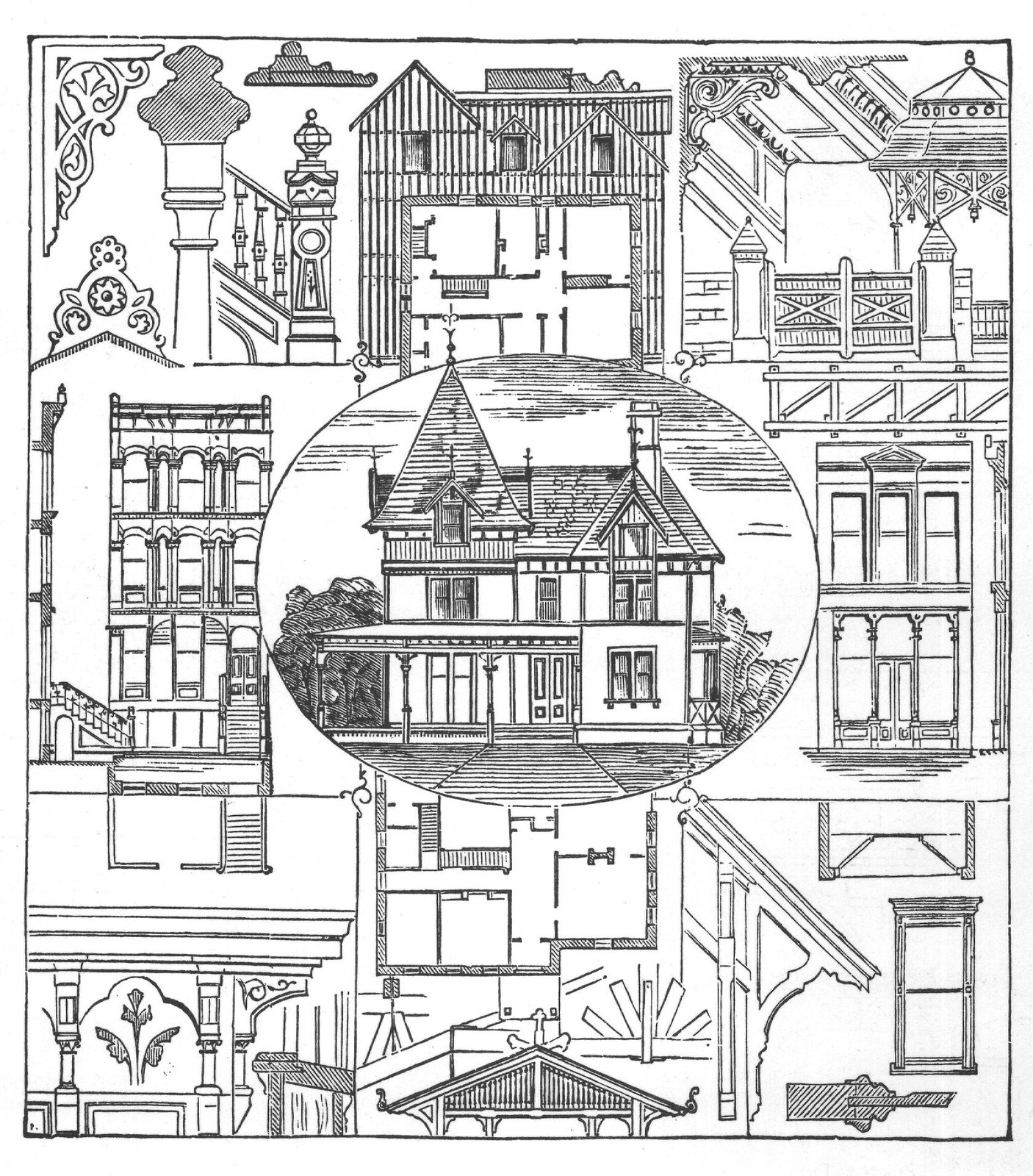 The above cut shows, in miniature, a few of the designs and details in "Bicknell's