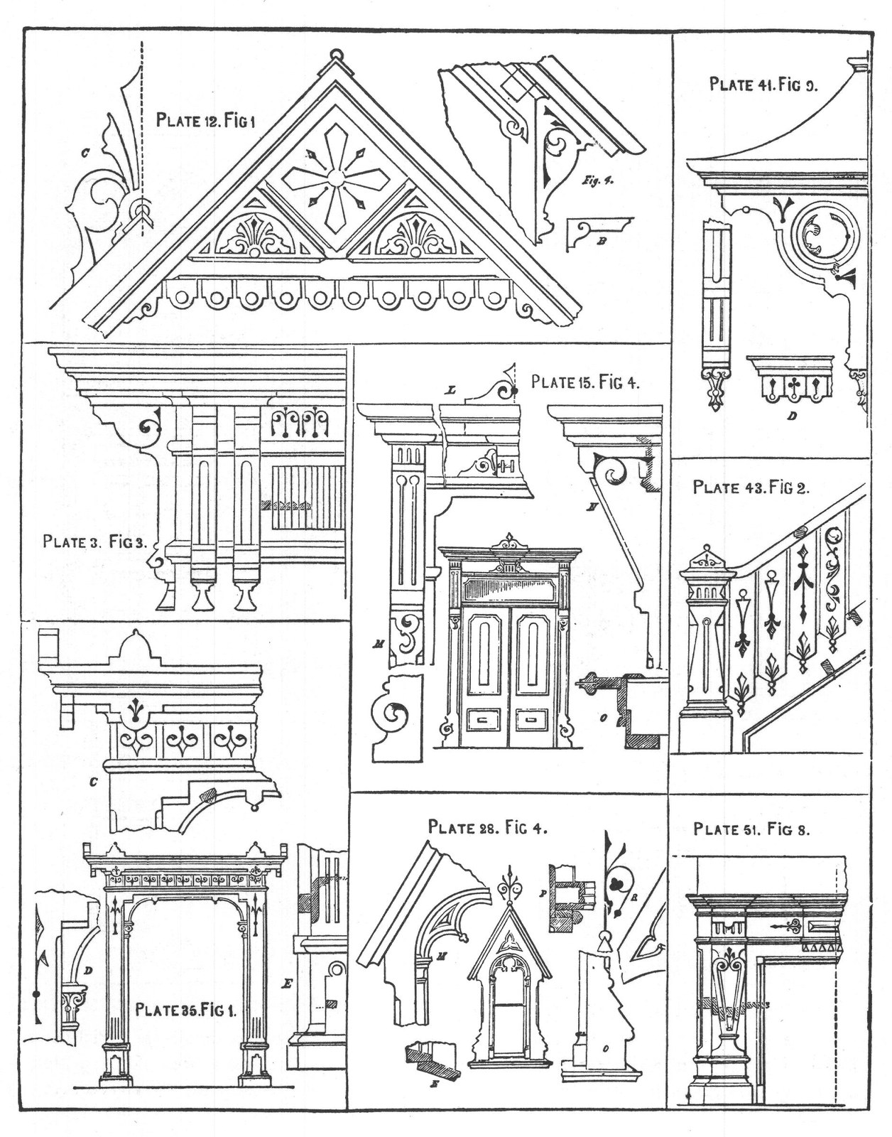 Designs (reduced from plates indicated) from Cummings' New Book, entitled "Archi-