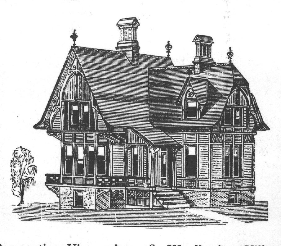 Reduced cut of Perspective View, plate 28, Woollett's "Villas and Cottages." One