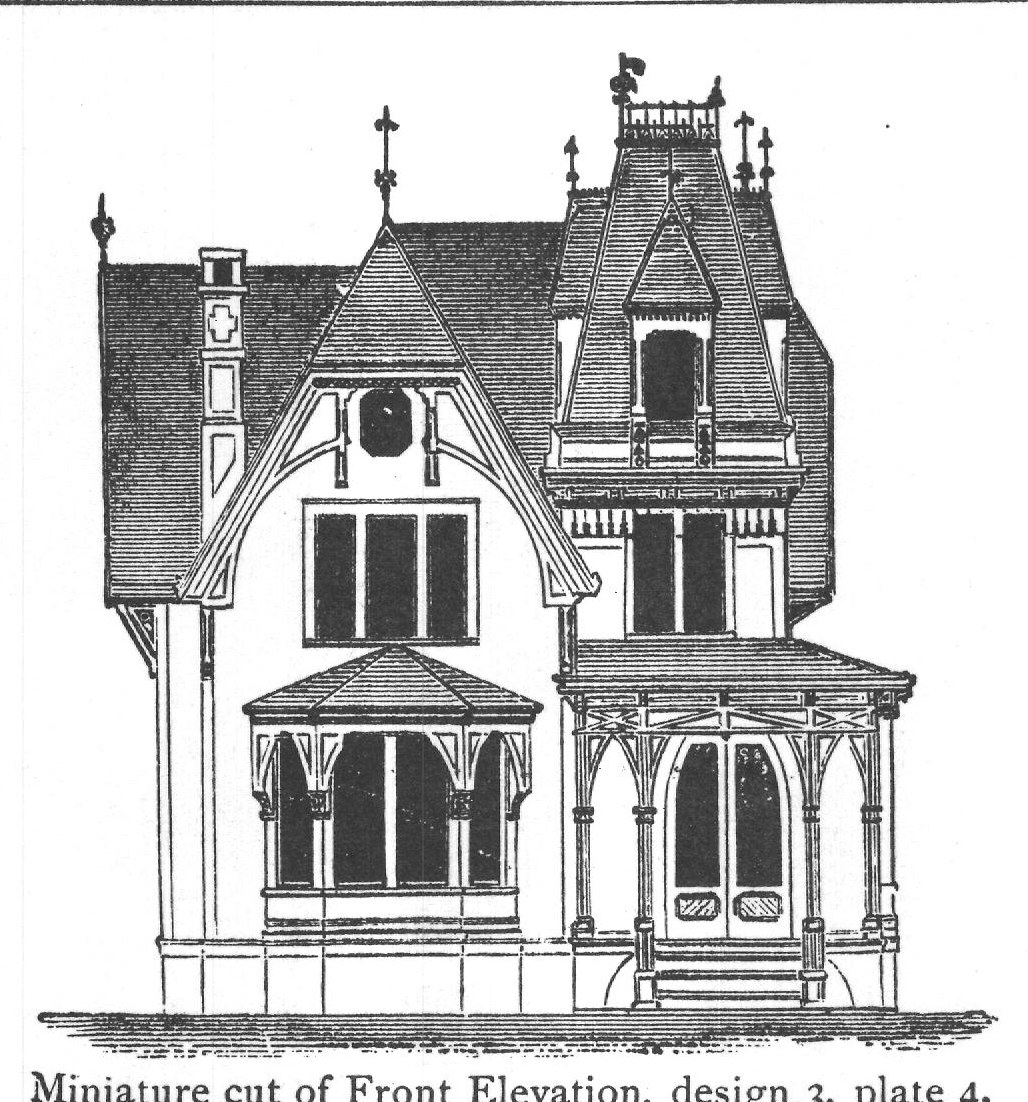 Miniature cut of Front Elevation, design 3, plate 4.