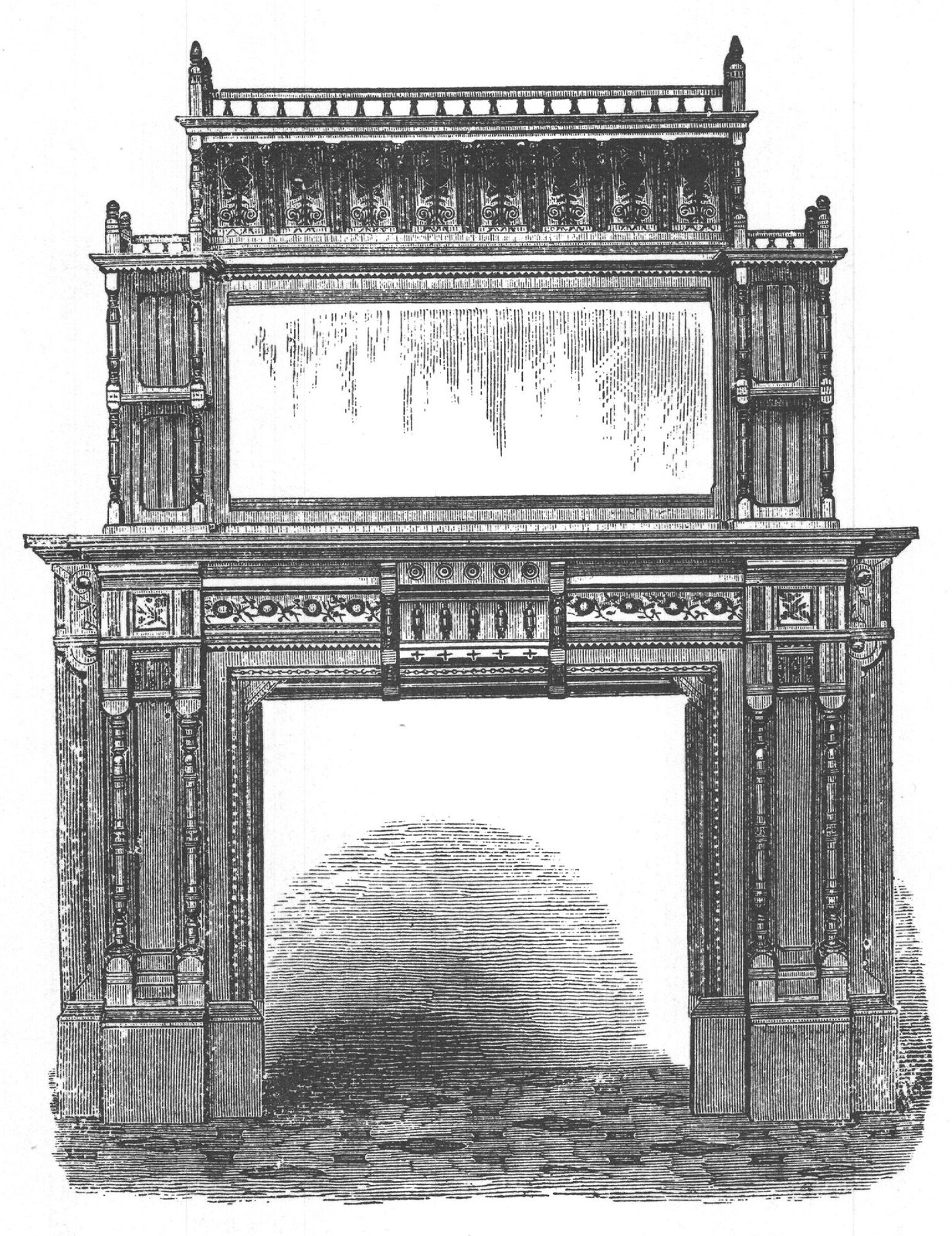 QUEEN ANNE MANTEL WITH MIRROR.