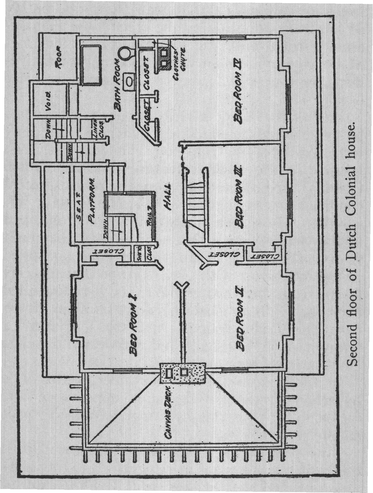 Second floor of Dutch Colonial house.