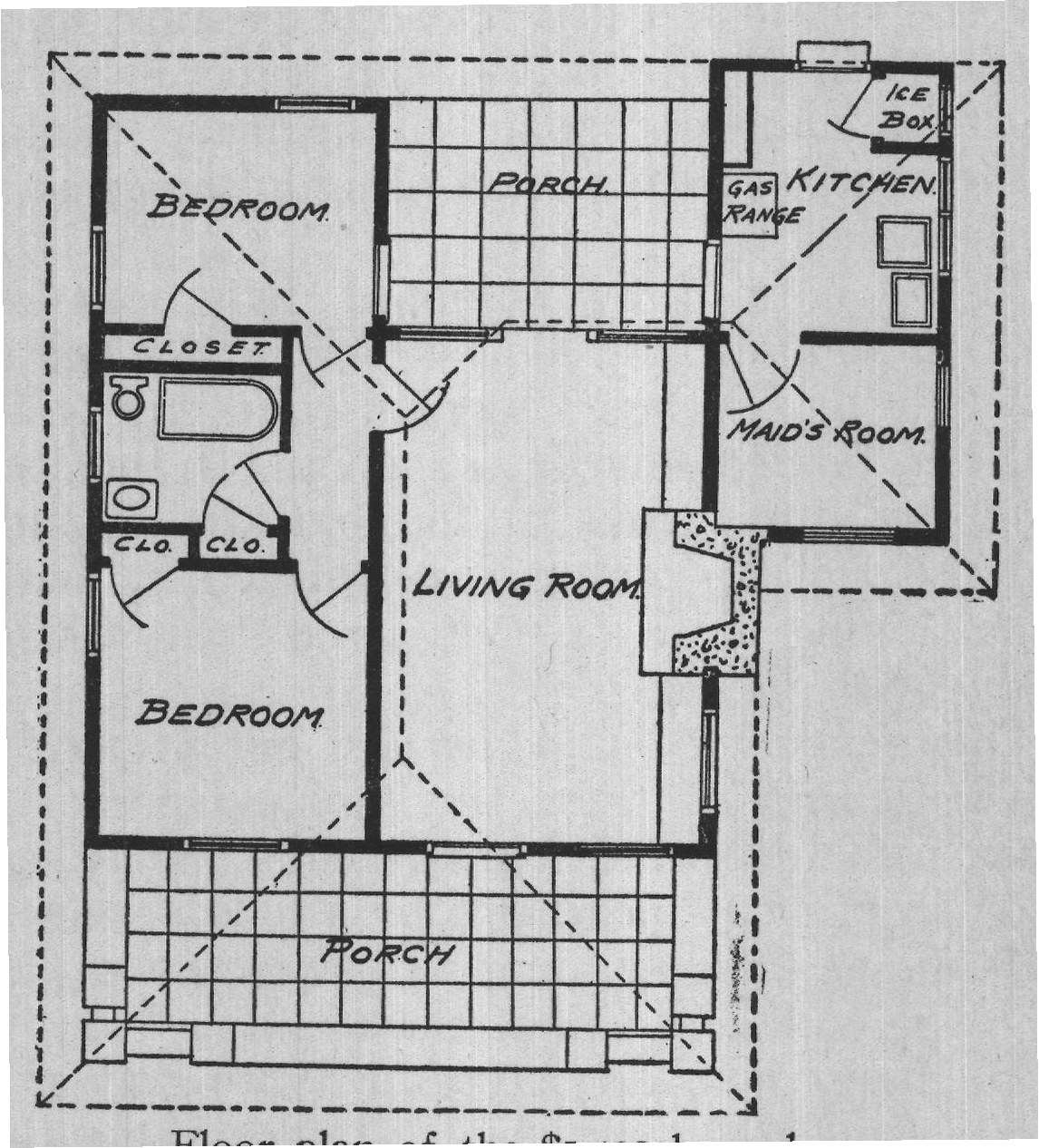 Floor plan of the $1,400 bungalow.