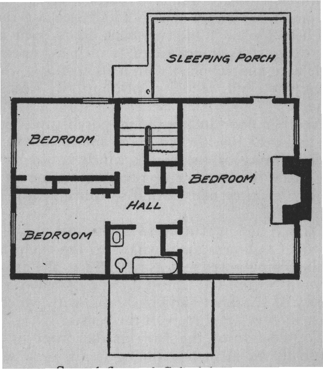 Second floor of Colonial cottage.