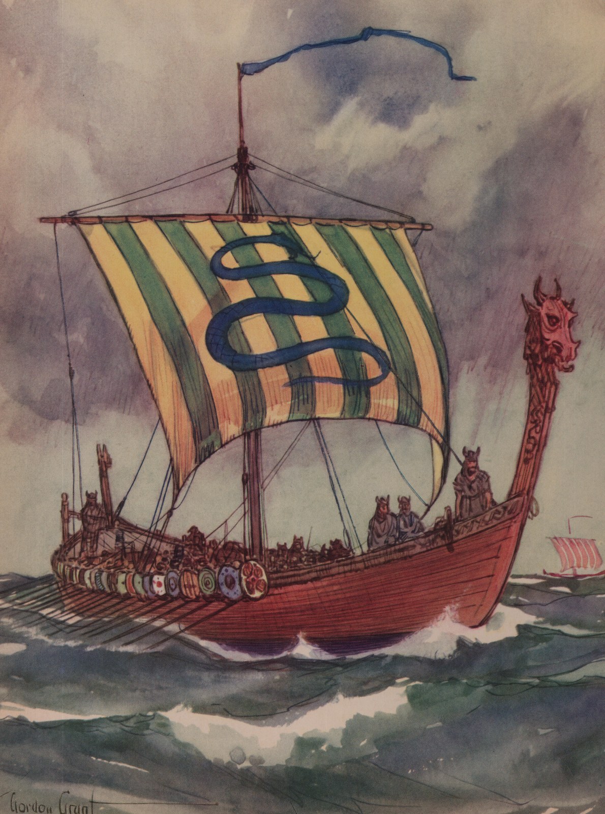 The Viking Long Ship — the plate from the book
