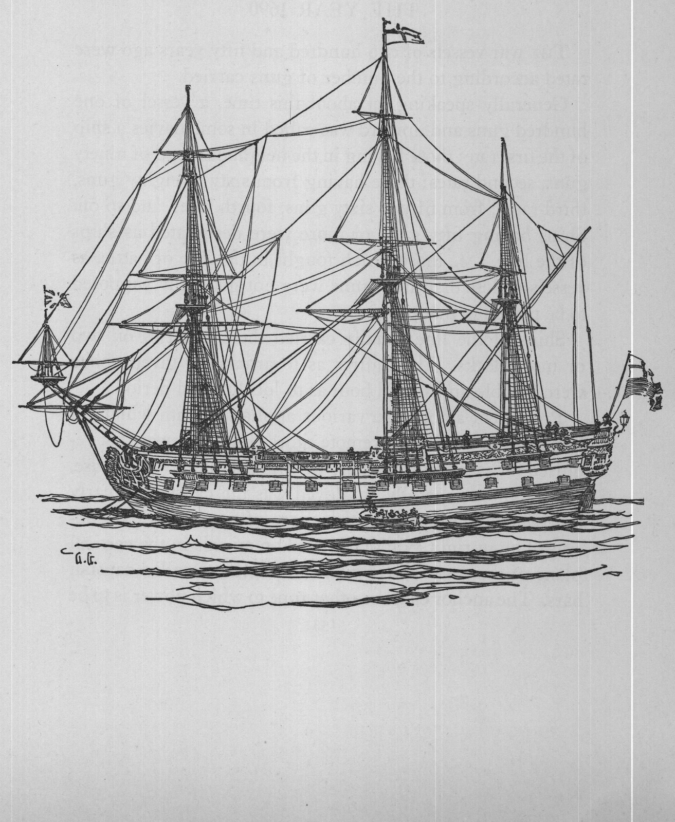 An English Sixty-Gun Ship of About the Year 1690 — the plate from the book