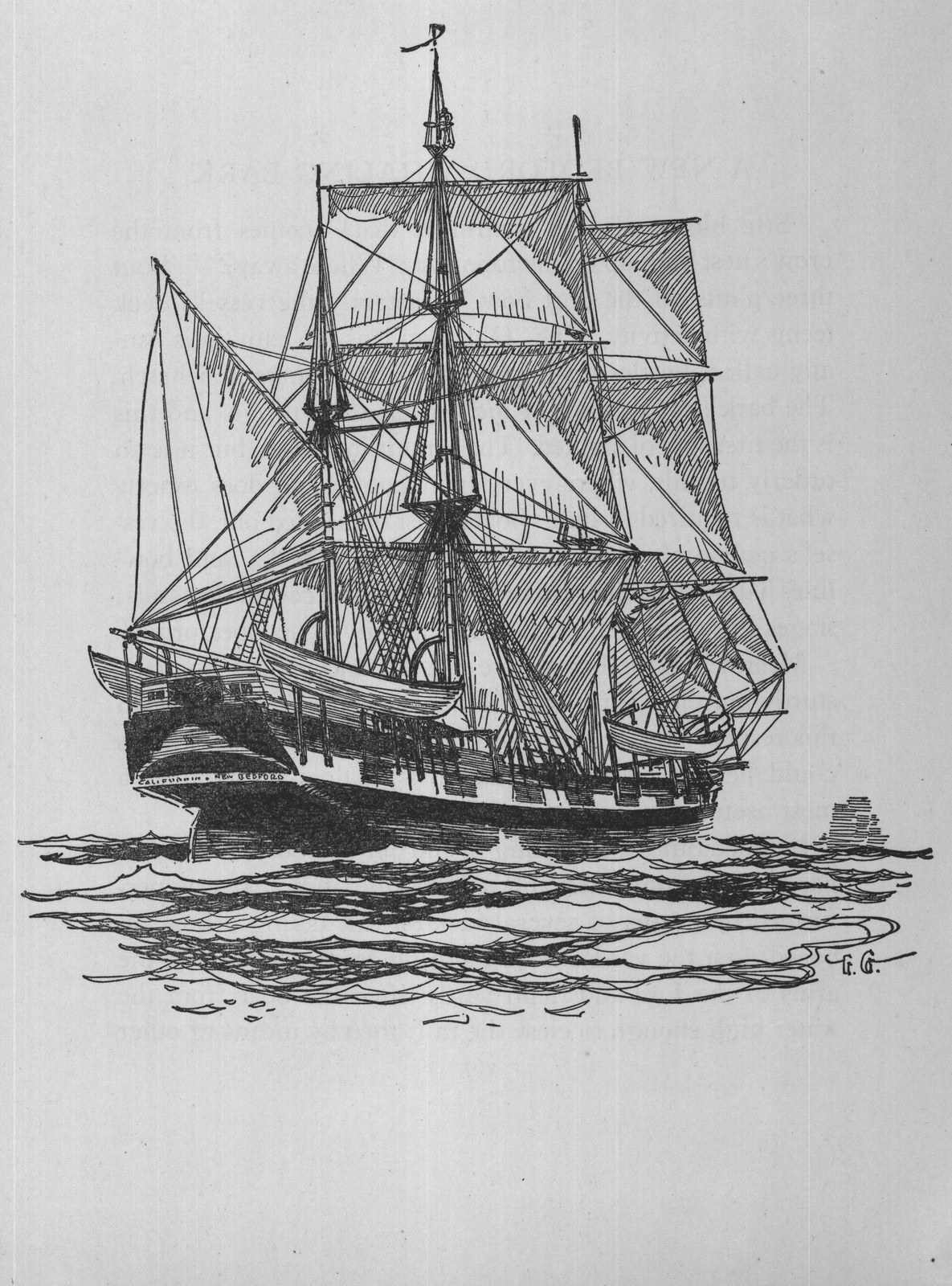 A New Bedford Whaling Bark — the plate from the book