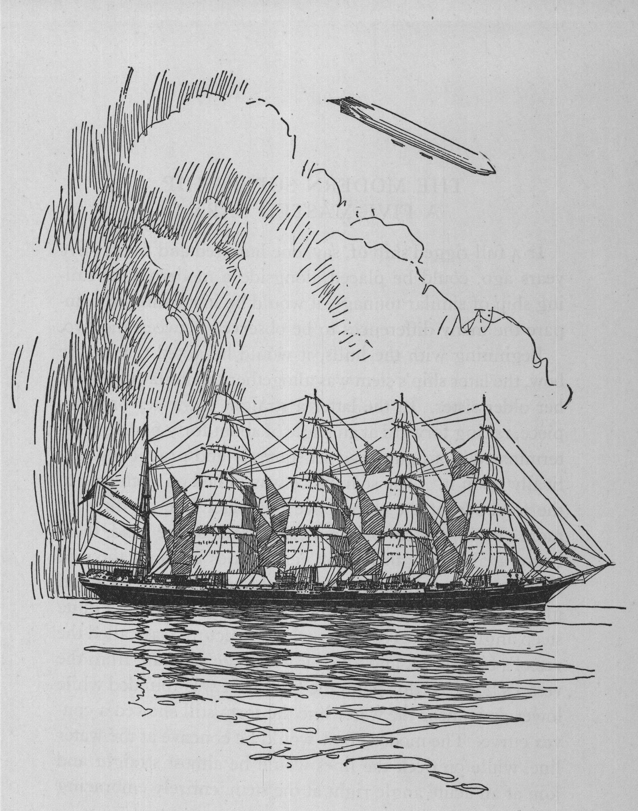 The Modern Super Ship a Five-Masted Bark — the plate from the book