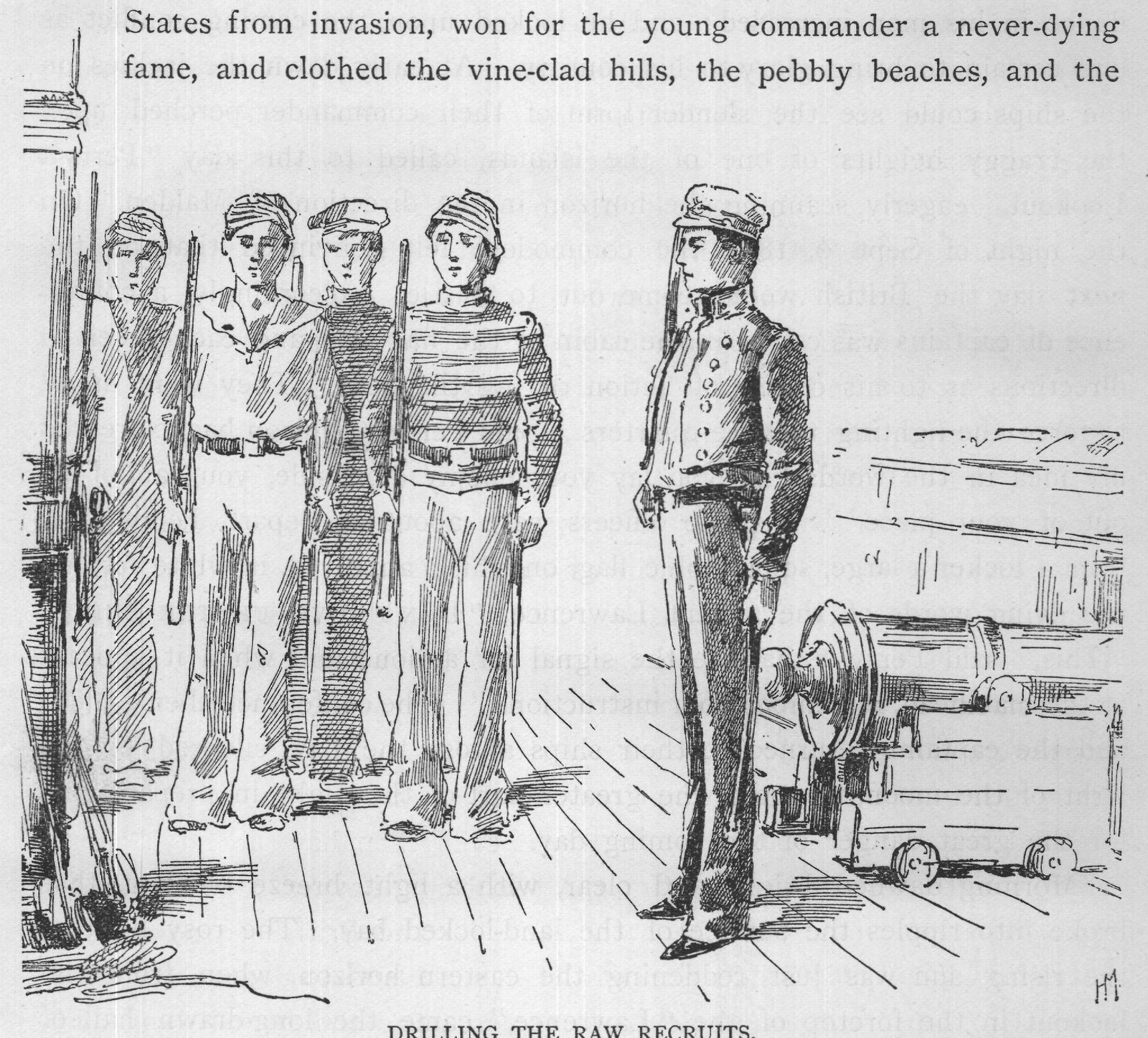 DRILLING THE RAW RECRUITS.