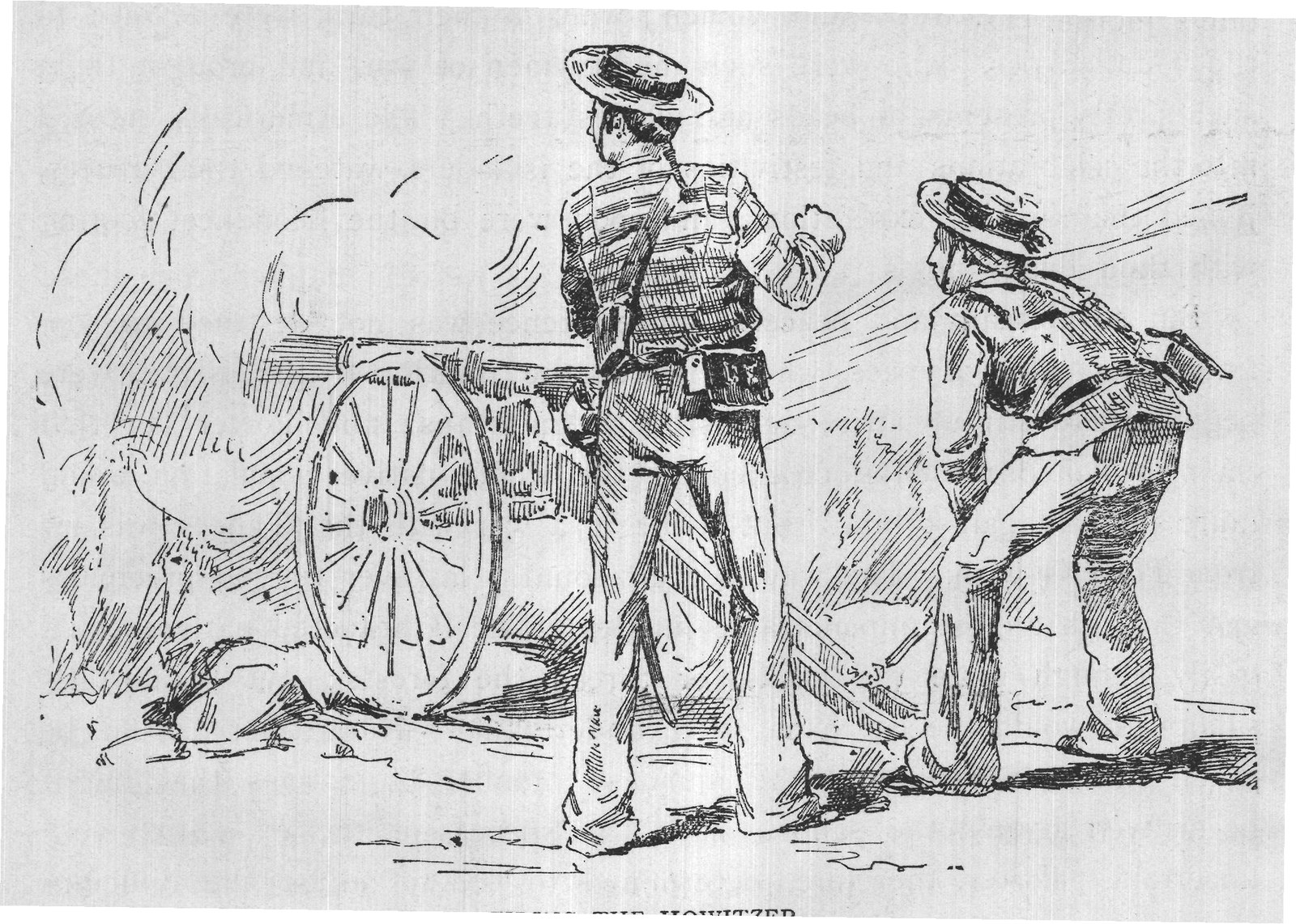 FIRING THE HOWITZER.